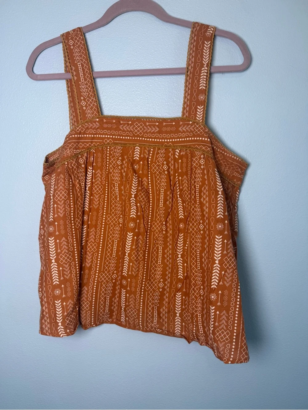 In Bloom Rust Printed Square-Neck Tank Top - Picture 1 of 6